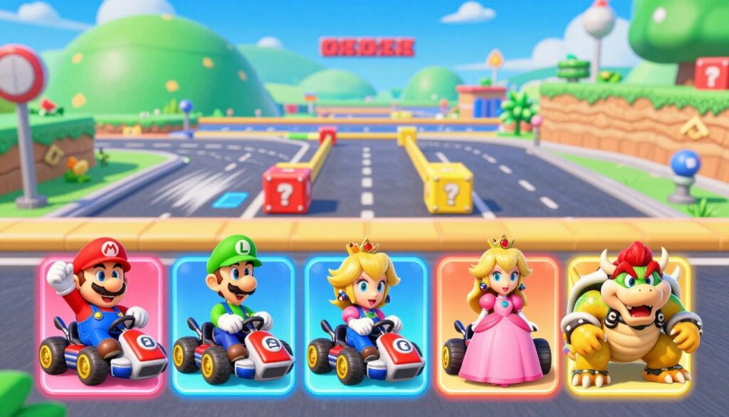 escolha de personagem Mario Kart