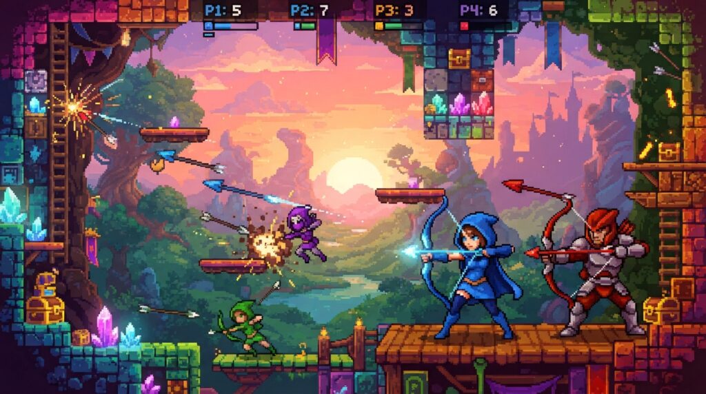 TowerFall Ascension jogo competitivo de arco e flecha