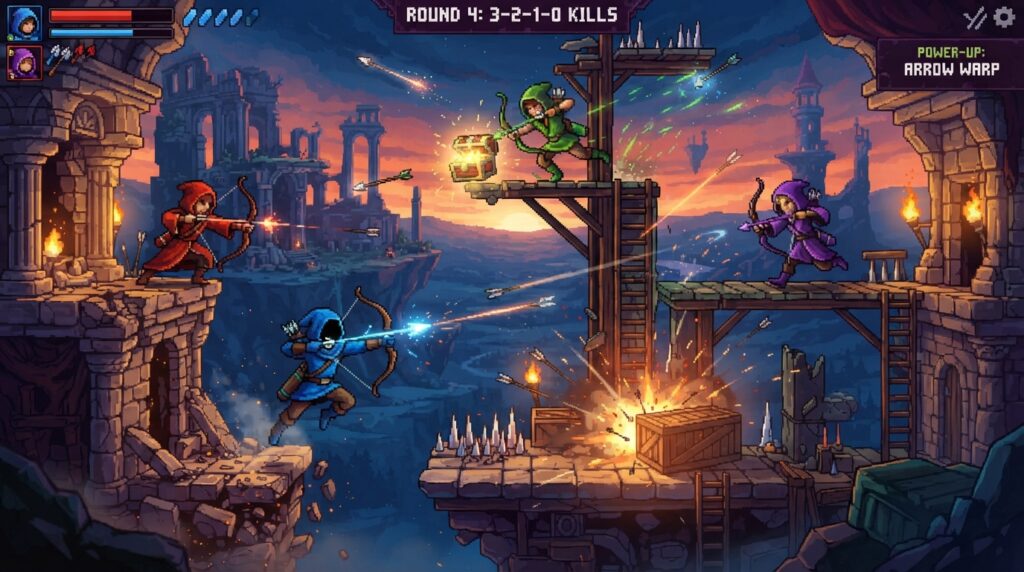 jogabilidade de TowerFall Ascension