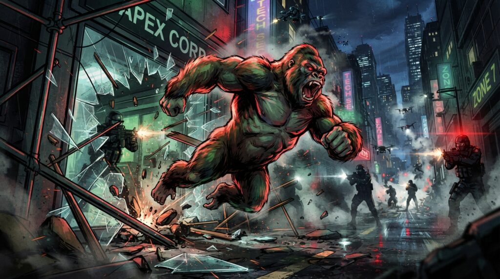 Ape Out gorila protagonista em fuga